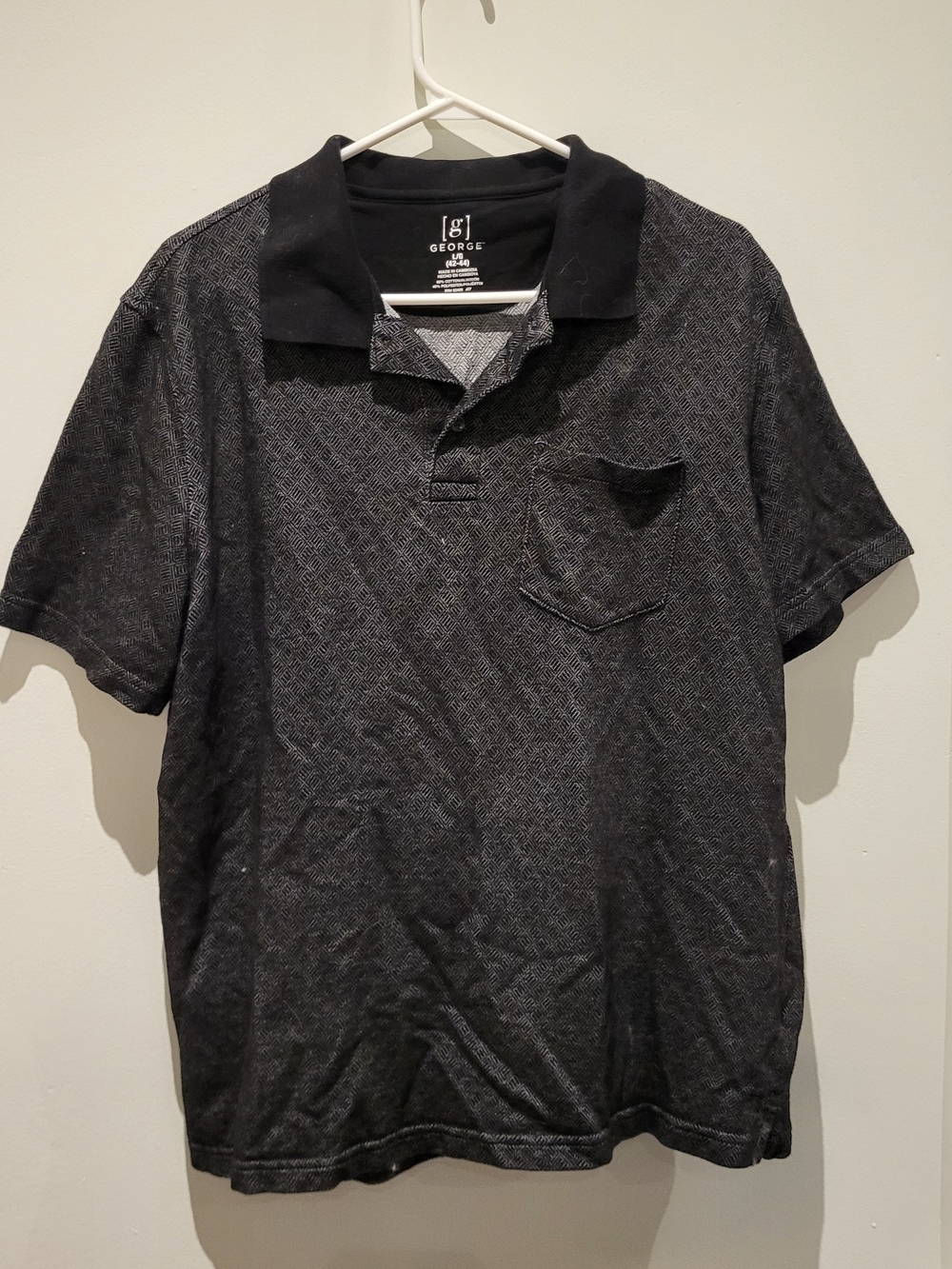 George Men’s Charcoal Heather Polo with Contrast Collar